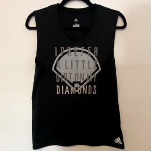 Adidas Black and Silver Graphic Tank Top Size Large
